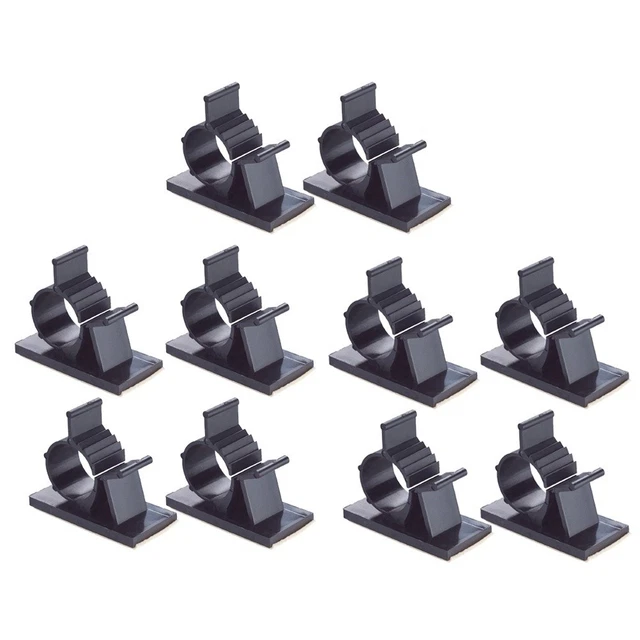 50x Clips Organiseurs De Câbles Alogie - Fixation Auto-adhésive Noire - Bureau, Maison