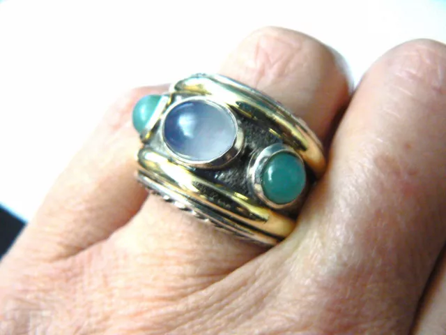 GORGEOUS! Super Rare, Retired David Yurman Renaissance 3 Stone Ring Great Colors