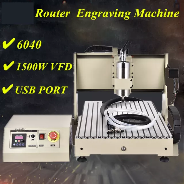 USB 1500W 4 Axis CNC 6040 VFD Router Engraver Drill/Milling Machine 3D Cutter US