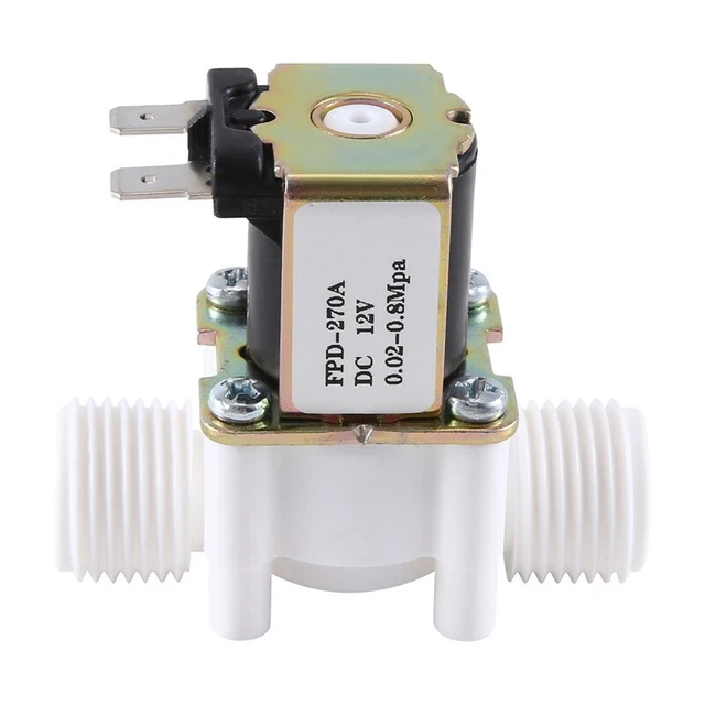 Dc12V N/C Solenoide ad acqua normalmente chiuso G1/2 pollici suola elettrica in plastica Y1Q8