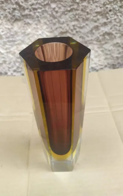 Murano Vaso Vintage Esagonale Vetro Sommerso Flavio Poli Seguso