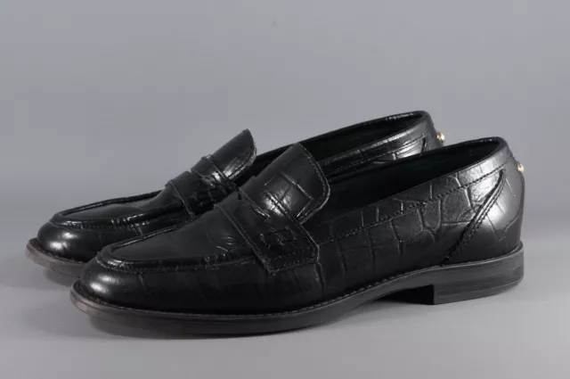 Dune London Black Leather Loafers Size 38