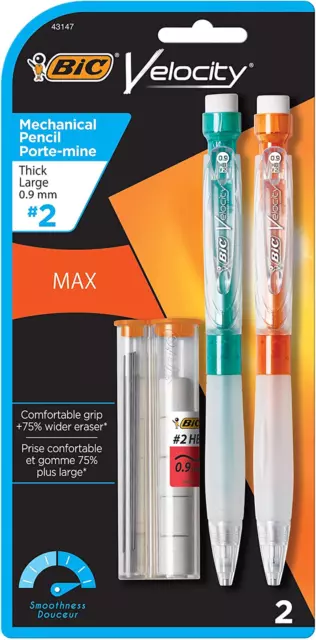 BIC Velocity Max Mechanical Pencil, Thick Point (0.9Mm), 2-Count