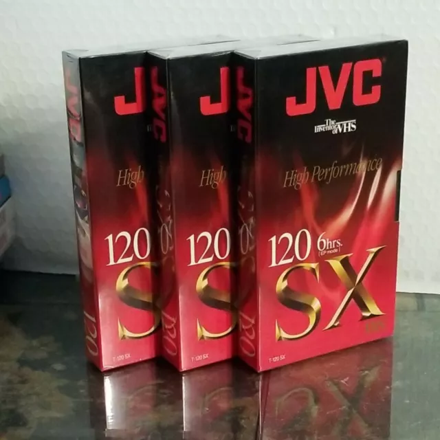 Lot of 3: JVC High Performance T-120 SX VHS Blank Tapes New