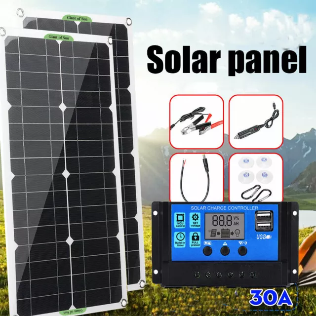 200W Solar Panel kit USB Battery Charger Controller Caravan Van Boat Flexible RV