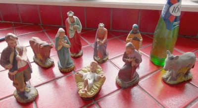 ANCIENNE CRECHE DE noel pieraccini, 9 SANTONS equivalent T 5 DEVINEAU