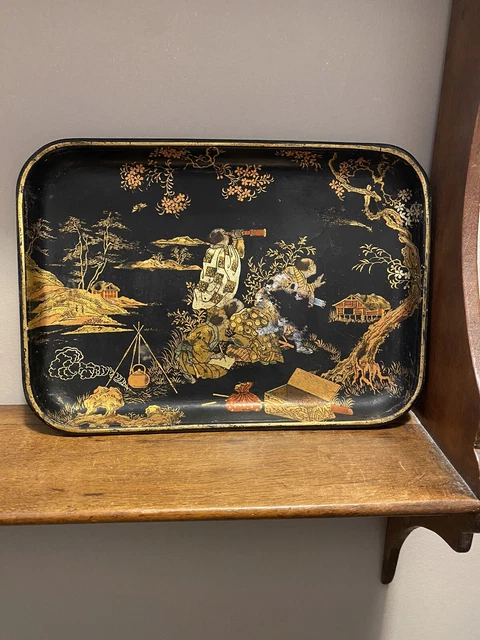 Plateau De Service Asiatique En Carton Bouilli – Vintage Multicouleur