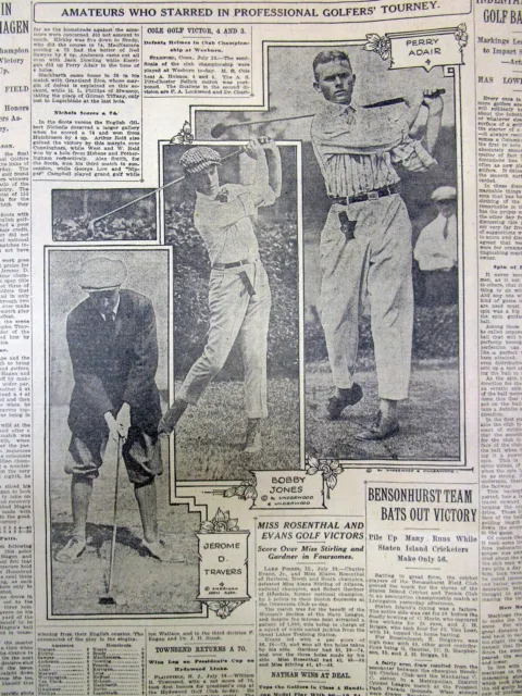 3 1917 newspapers 15 year old BOBBY JONES plays in his 1st PGA Golf Championship