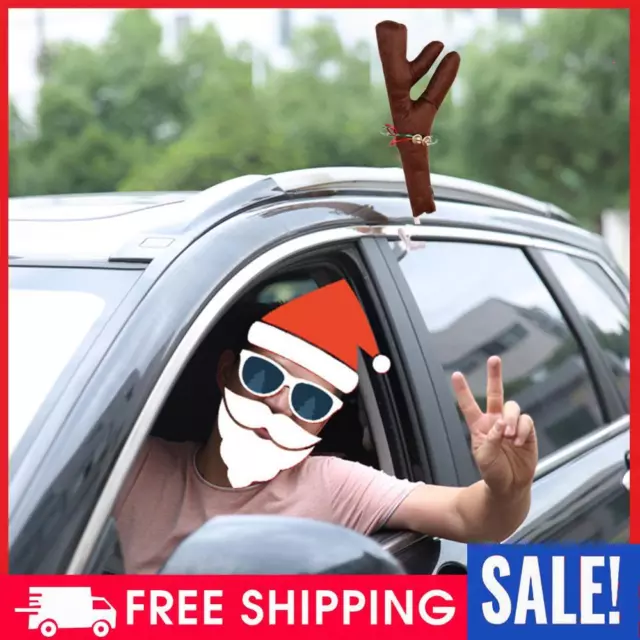 Window Roof-Top & Grille Reindeer Kit Jingle Bell Christmas Decorations for Car
