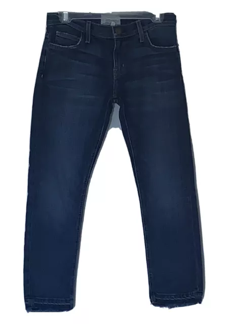 Current Elliott The Cropped Straight Jean Size 25 Blue Stretch Raw Hem