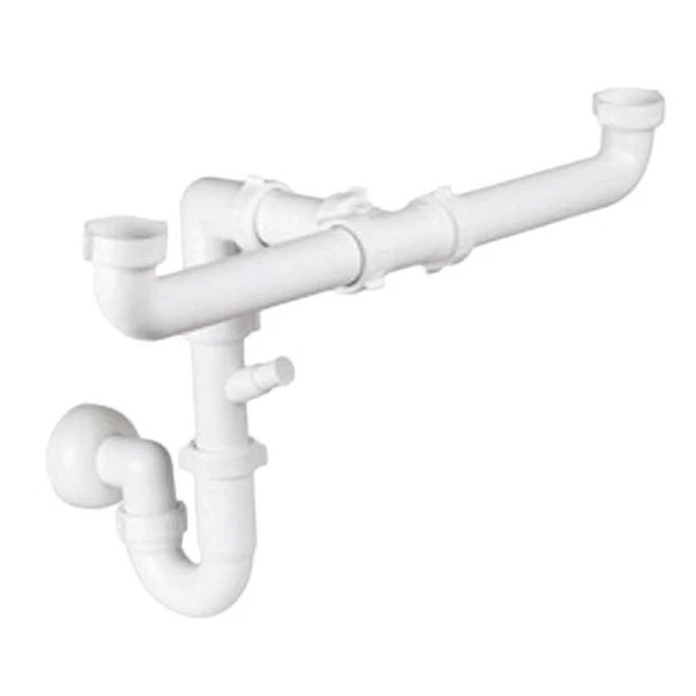 GOPLAST Sifone salvaspazio per lavello doppio 1 1/2x32/40