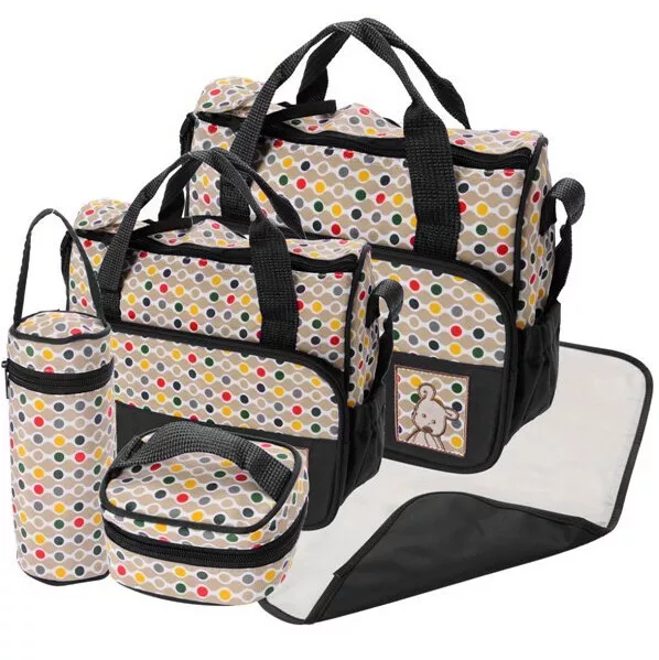 Laminated Water Proof Insulated Thermal 5pcs Baby Nappy Changing Hospital Bag
