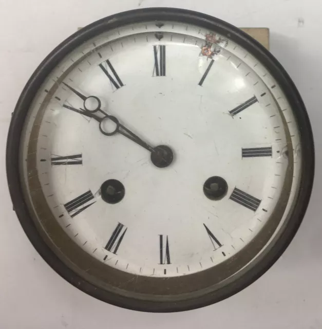 French Clock Mantle Movement With Original Dial, Bezel, And Hands