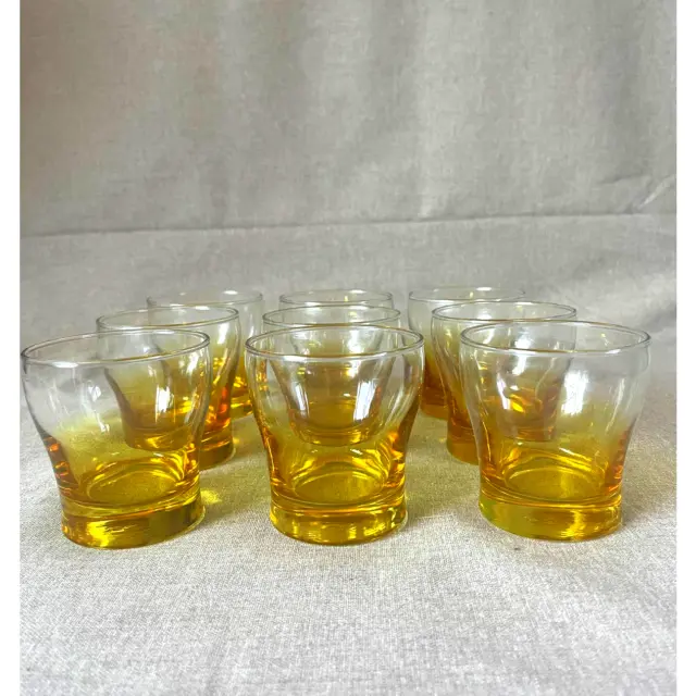 9 Libbey MCM Esquire Forever yellow gold ombre barware whiskey glasses vintage