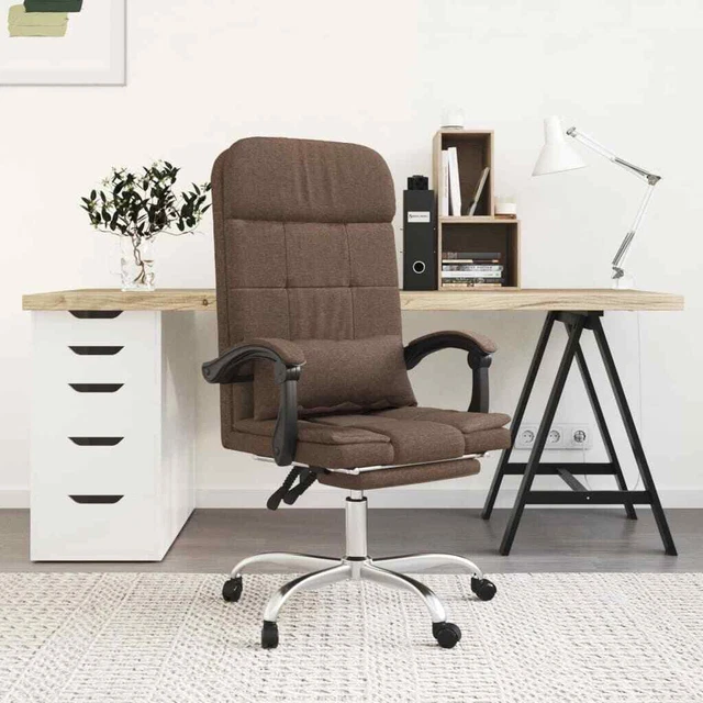 Fauteuil de massage inclinable de bureau Marron Tissu