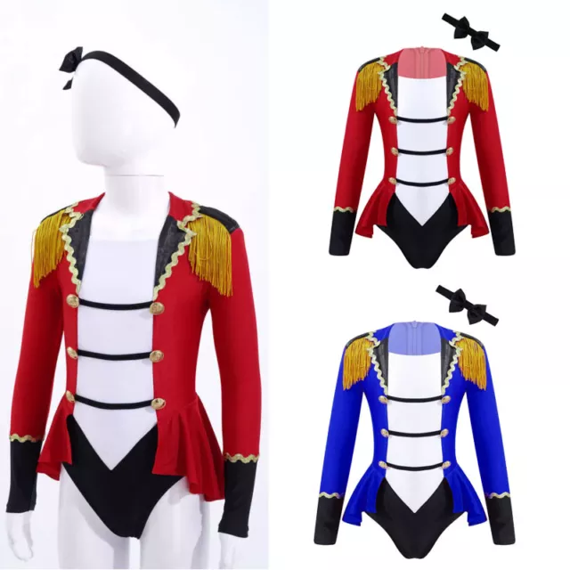Kids Girls Circus Ringmaster Costume Halloween Cosplay Fancy Dress Jumpsuit Set
