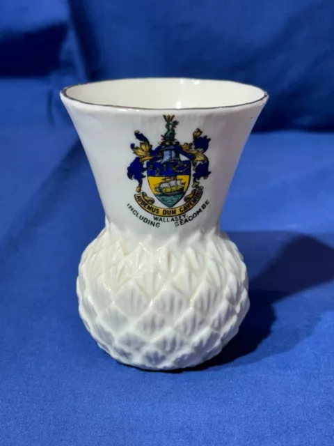 Goss crested China - Pineapple Vase with crest of Wallasey including Seacombe