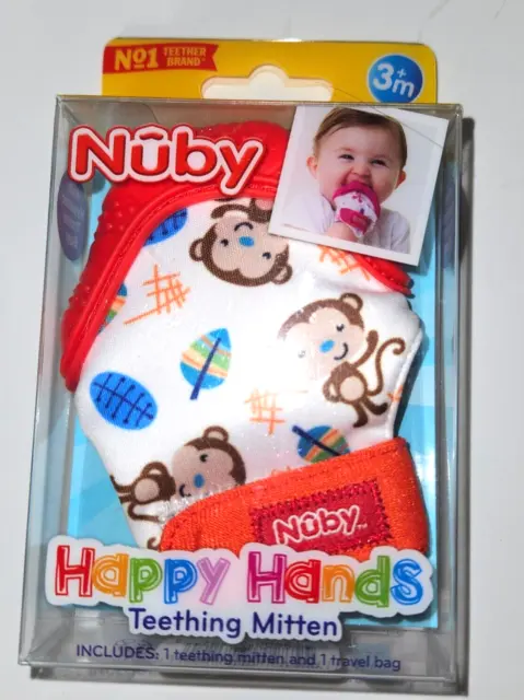 New Nuby Happy Hands Teething Mitten with Travel Bag