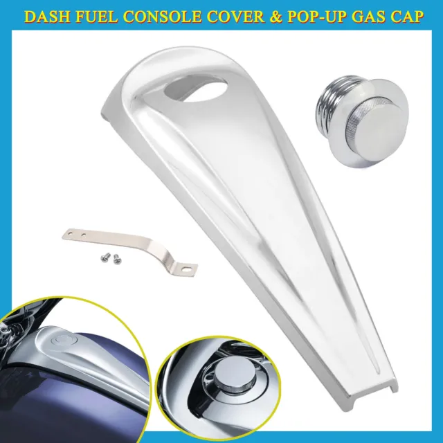 Chrome Dash Fuel Console Cover Pop-Up Gas Tank Cap For Harley Street Glide FLHX