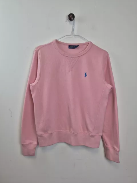 Polo Ralph Lauren Womens Sweatshirt Pink Fleece Sweater Cotton Blend