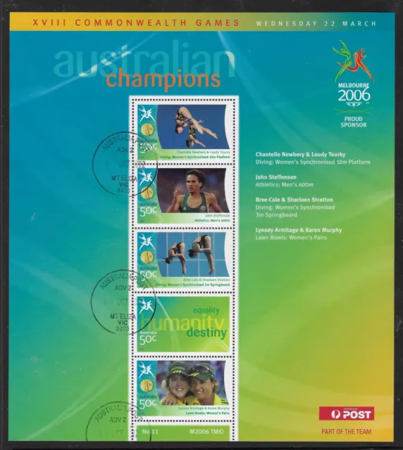 AUSTRALIA 2006 COMMONWEALTH GAMES GOLD MEDAL Souvenir Sheet No 11 USED CTO