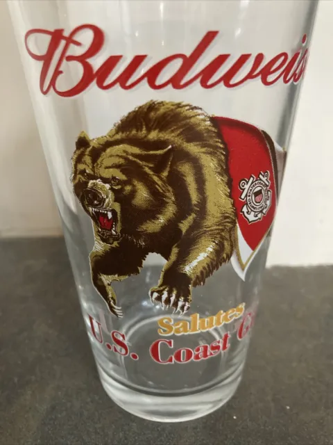 Budweiser Salutes U.S. Coast Guard 16-ounce Beer Glass Vintage