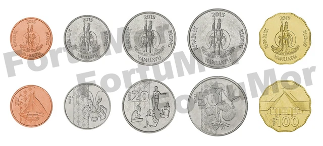 Vanuatu SET OF 5 COINS , 5 10 20 50 100 Vatu, 2015, UNC
