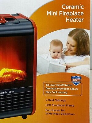 Comfort Zone 1,200-Watt Mini Ceramic Fireplace Electric Heater w/Simulated Flame 3
