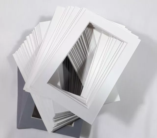 Job Lot 50 Pack 6 x 4" Photo Bevel Mounts White & Grey Fit 3 x 5" Image 20p Each