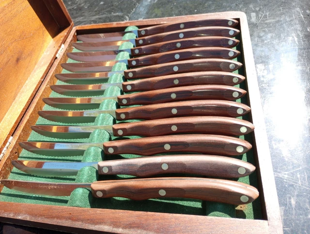 SET 12 CUTCO WOOD HANDLE STEAK KNIVES #1059 in ORIGINAL BOX