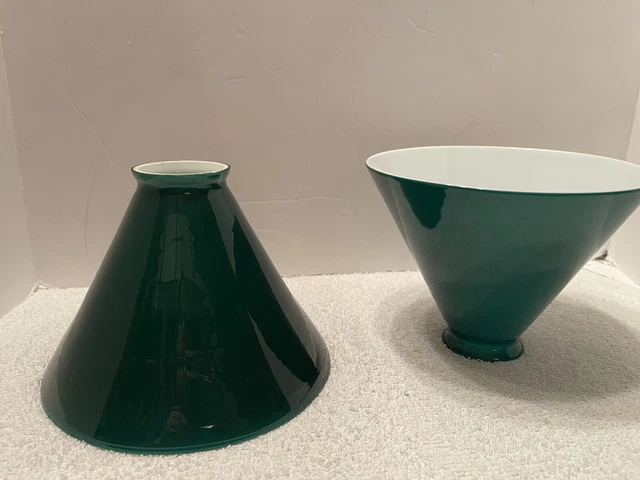 Vianne French Green Cased 2 Glass Cone Lamp Shade 2 1/8” Filter Mouth Blown