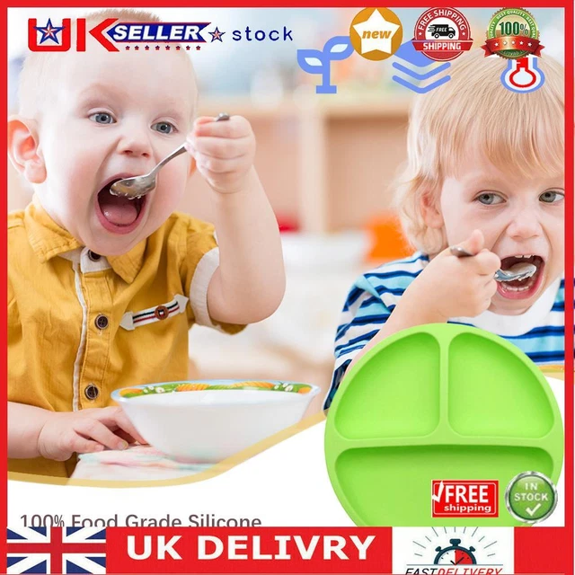 Cute Baby Infant Dining Plate Non Slip Training Sucker Dishes Tableware (Green)