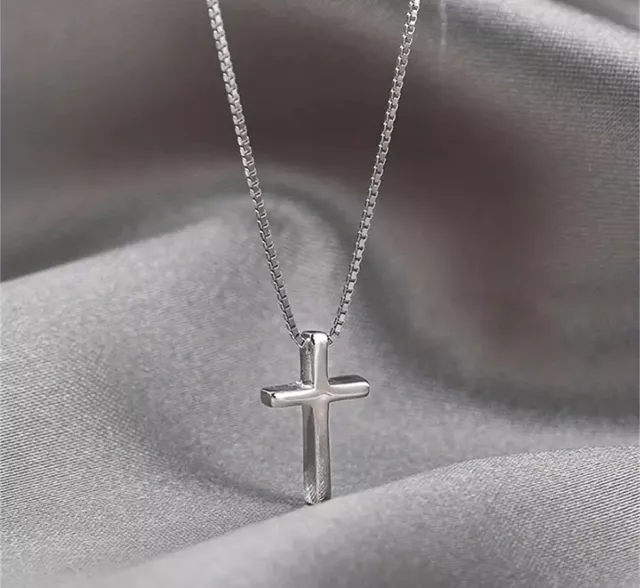 Minimalist Style Silver Cross Silver Plated Pendant Necklace Women Fashion Gift