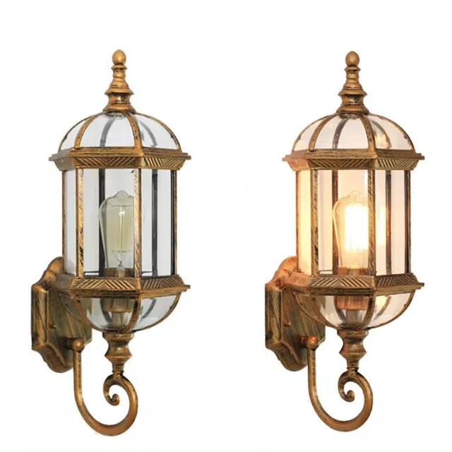 Retro Antik Außen Licht Wandleuchte Vintage Industriell Metall Glas Wand Lampe