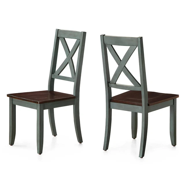 FARMHOUSE DINING CHAIRS Blue Green French Country Shabby Chic Solid