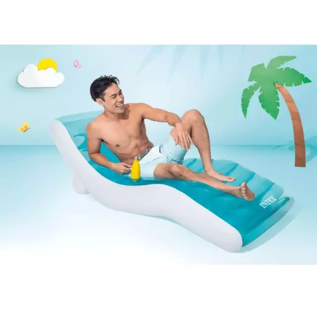 INTEX Pool Lounger Inflatable Pool Float Water Lounge Blue and White Vinyl vidaX