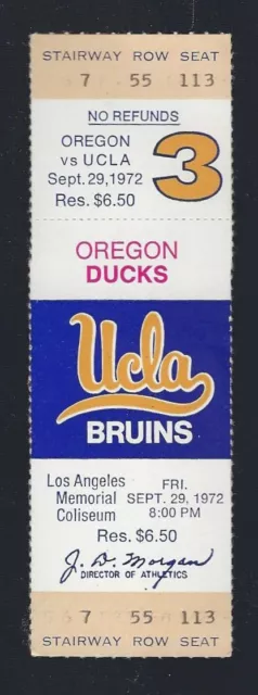 Dan Fouts - Vintage 1972 Ncaa Oregon Ducks @ Ucla Bruins Football Full Ticket