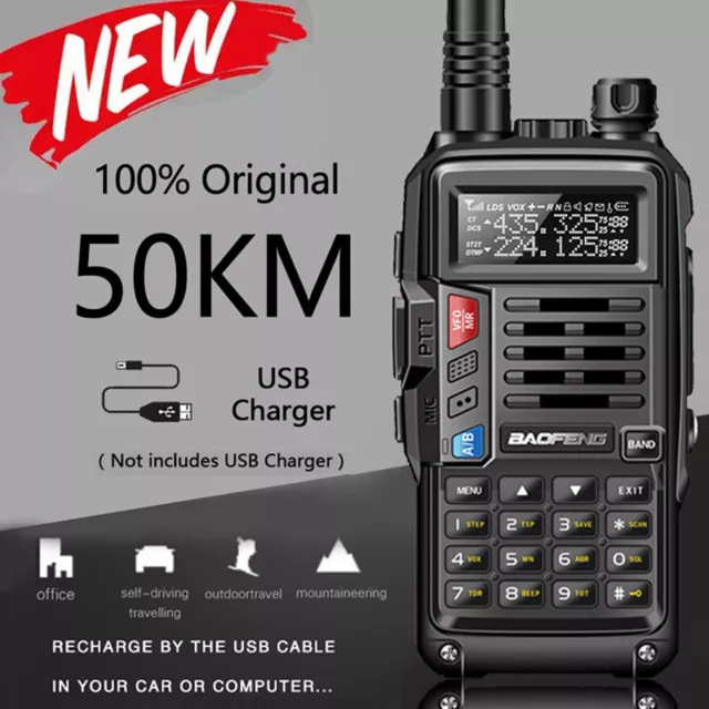 Us Baofeng 10W 128Ch Tri-Band Vhf/Uhf Walkie Talkie Long Range Two Way Ham Radio