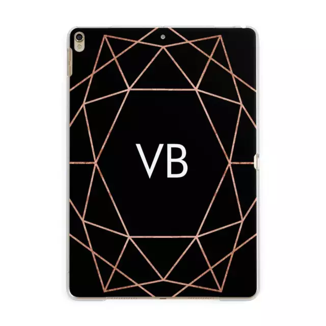 Personalised Black Rose Gold Initials Geometric Apple iPad Case for iPad Pro Air