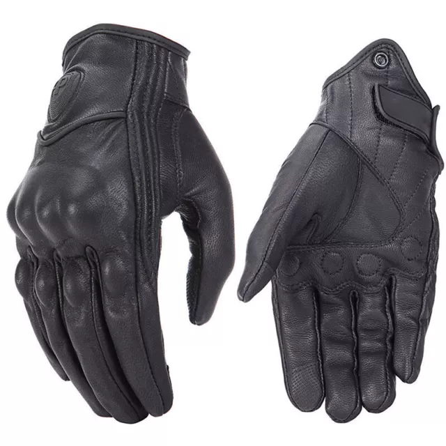 Retro Real Leather Motorcycle Gloves Moto Waterproof Gloves Motocross GloZ P3  q