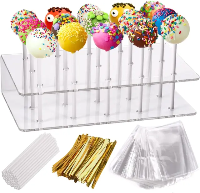 301 Pieces Cake Pops Making Tools Kit Including 15-Hole Acrylic Cake Pop Display