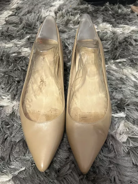 Cole Haan Pumps Heels Womens Grand.OS Patent Leather Almond Toe Beige Size 8 B