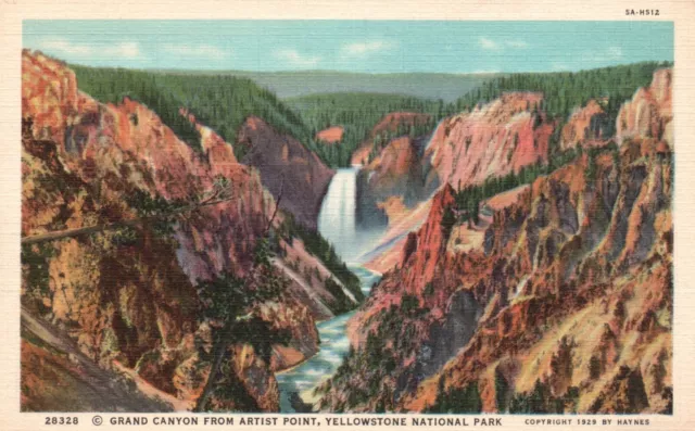 Postcard WY Yellowstone National Park Grand Canyon from Artist Point PC H8767