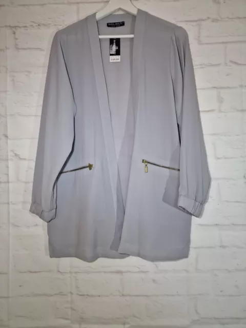 Select Grey Jacket Size 14 Pale Lightweight Blazer Long Sleeve Elasticated Cuffs