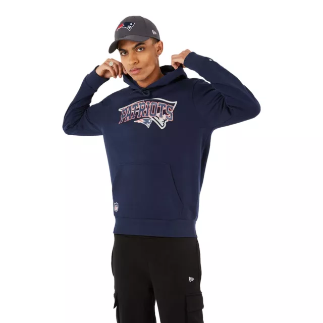 New Era - NFL New England Patriots Team Ombra Po: Felpa con Cappuccio - Blu