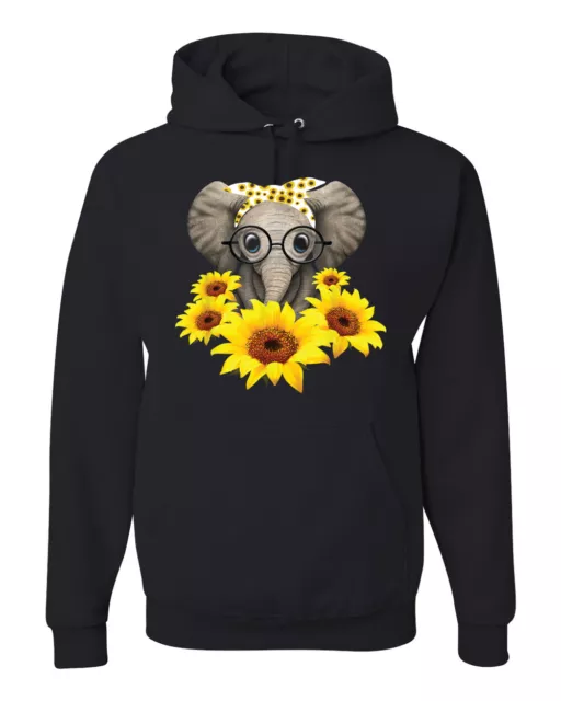 Elephant Sunflower Cute Love Animals Unisex Hoodie Sweatshirt