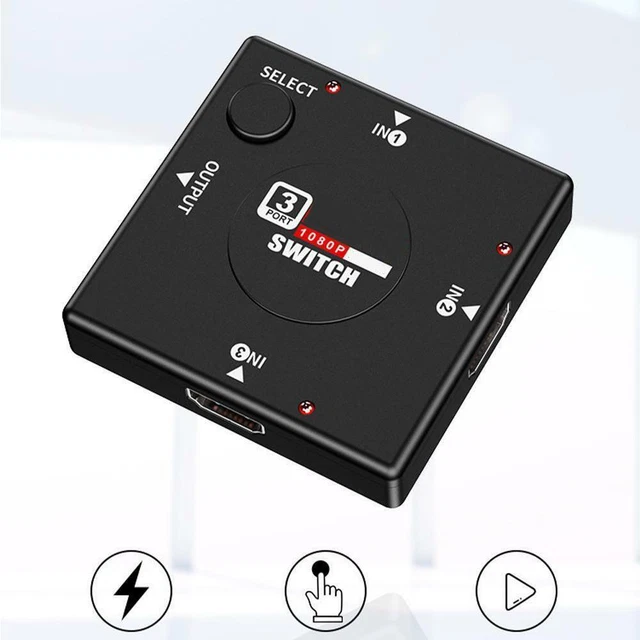 Display. Auto Switcher HDMI 3 PORT Switch AUTO Switcher Splitter Selector Box v1.4 HDTV HUB ...