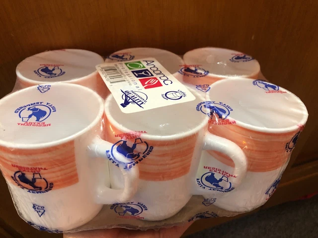 Arcoroc Opal Brush Orange Stackable Mug 6 Case Restaurant Bar Box Vintage