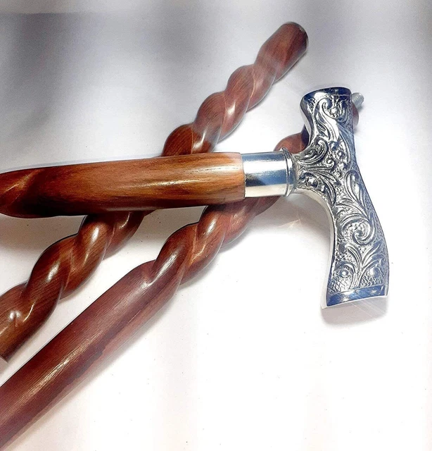 Silver Head Handle Wooden Walking Stick Cane Beautiful for Men and Women Stick