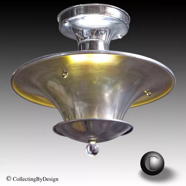 1935 Art Metal Co. Machine Age Art Deco Pendant Ceiling Light Fixture  RESTORED